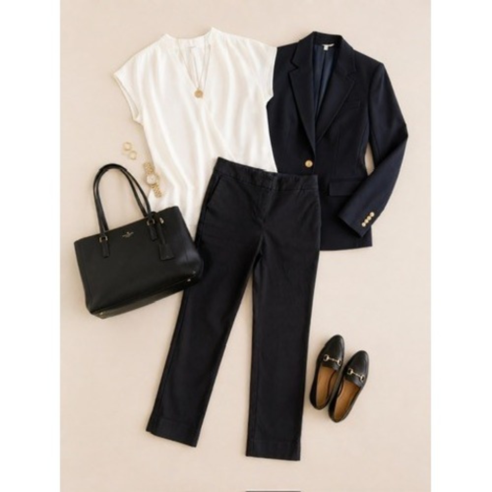 Boden Women's Black Richmond 7/8 Cropped Pants Women's 2 Petite Stretch Chino